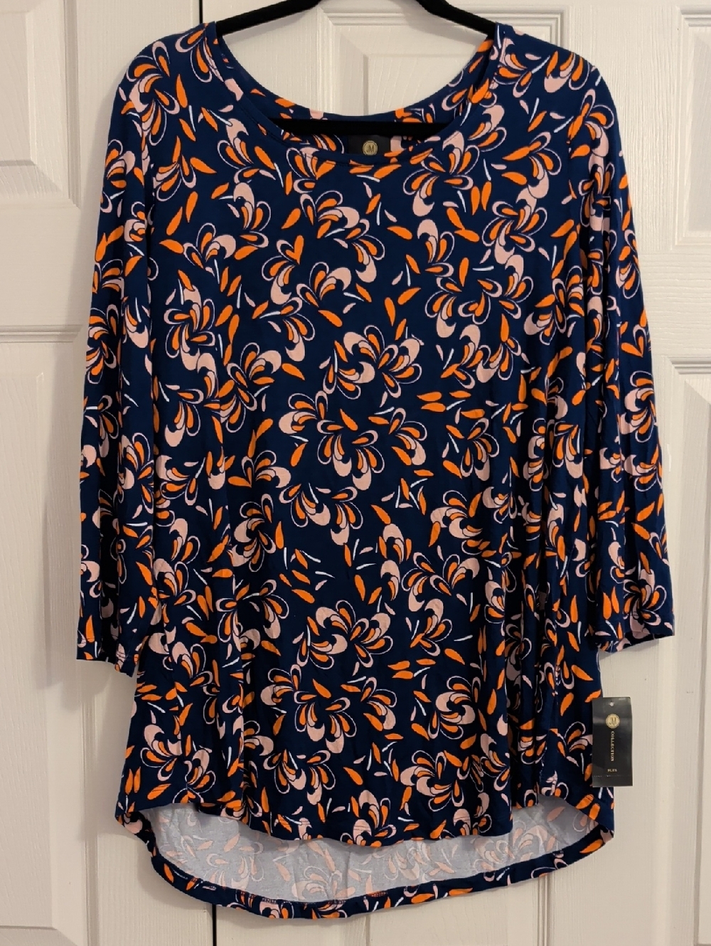 JM Collection Printed 3/4 Sleeve Top NWT